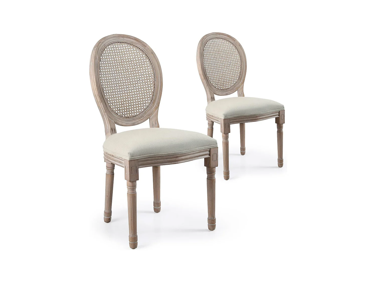 Lot de 2 Chaises Médaillon Cannage "Versailles" 96cm Beige