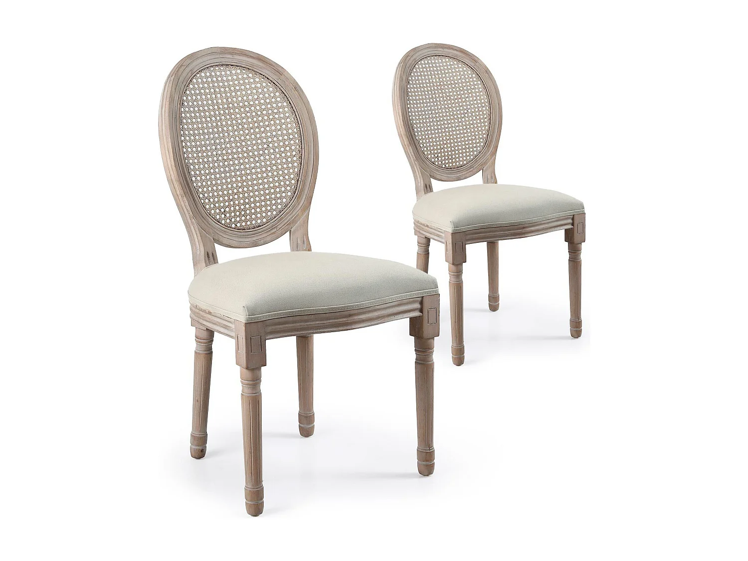 Lot de 2 Chaises Médaillon Cannage "Versailles" 96cm Beige
