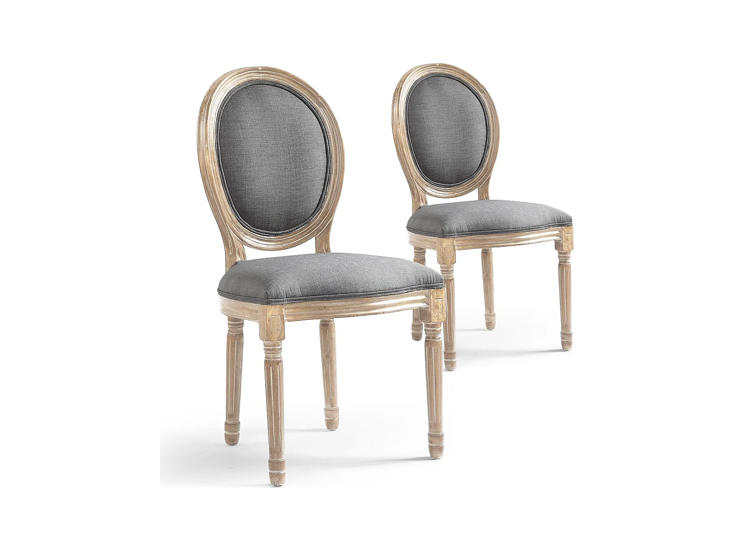 Lot de 20 Chaises Médaillon Tissu "Versailles" 96cm Gris Clair