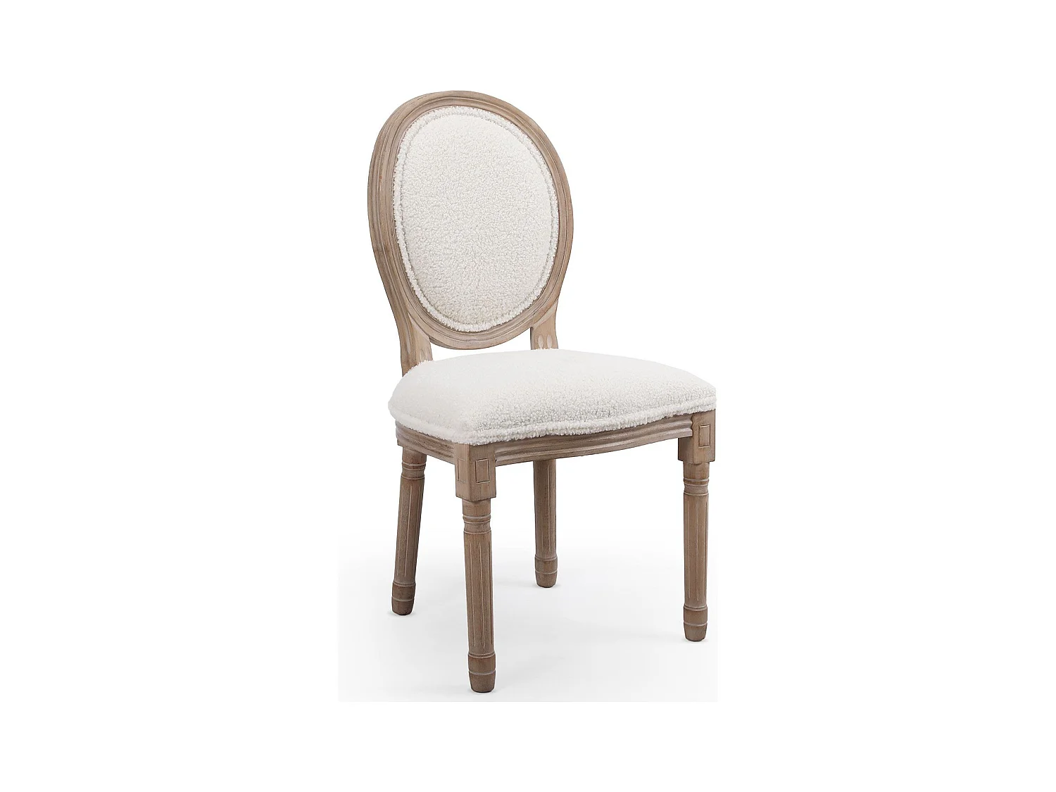 Lot de 2 chaises médaillon Louis XVI Tissu bouclette Crème