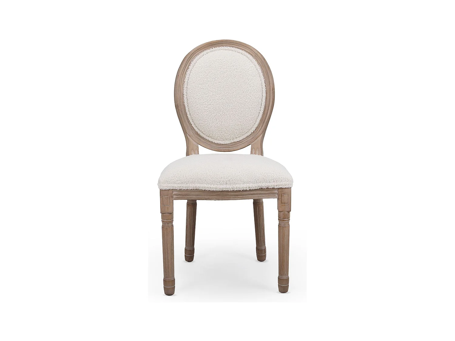 Lot de 2 chaises médaillon Louis XVI Tissu bouclette Crème