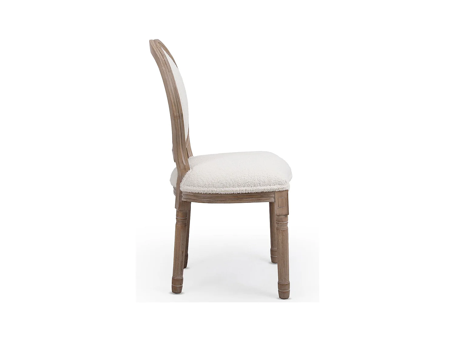 Lot de 2 chaises médaillon Louis XVI Tissu bouclette Crème