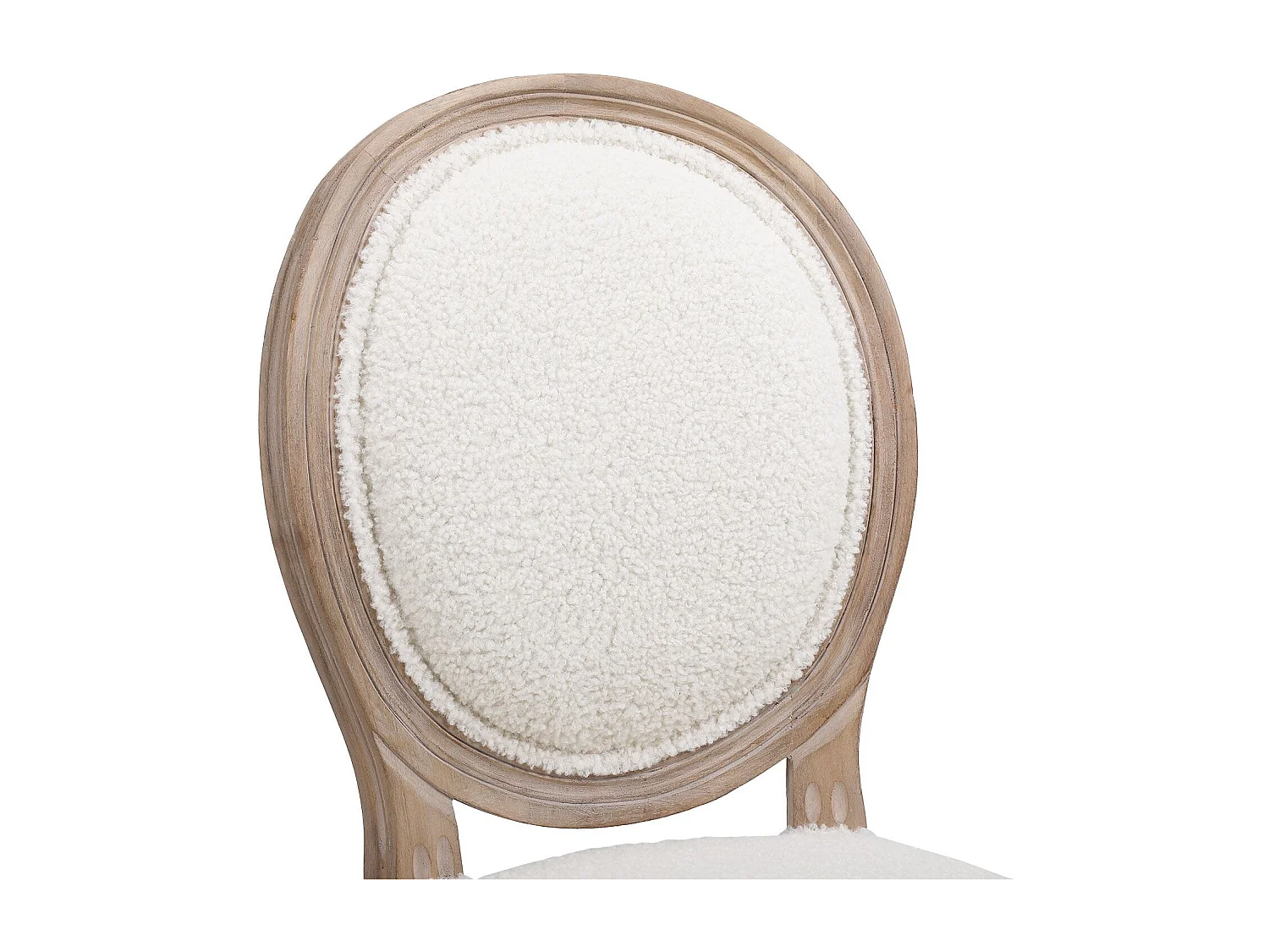 Lot de 2 chaises médaillon Louis XVI Bois massif et Tissu bouclette Crème