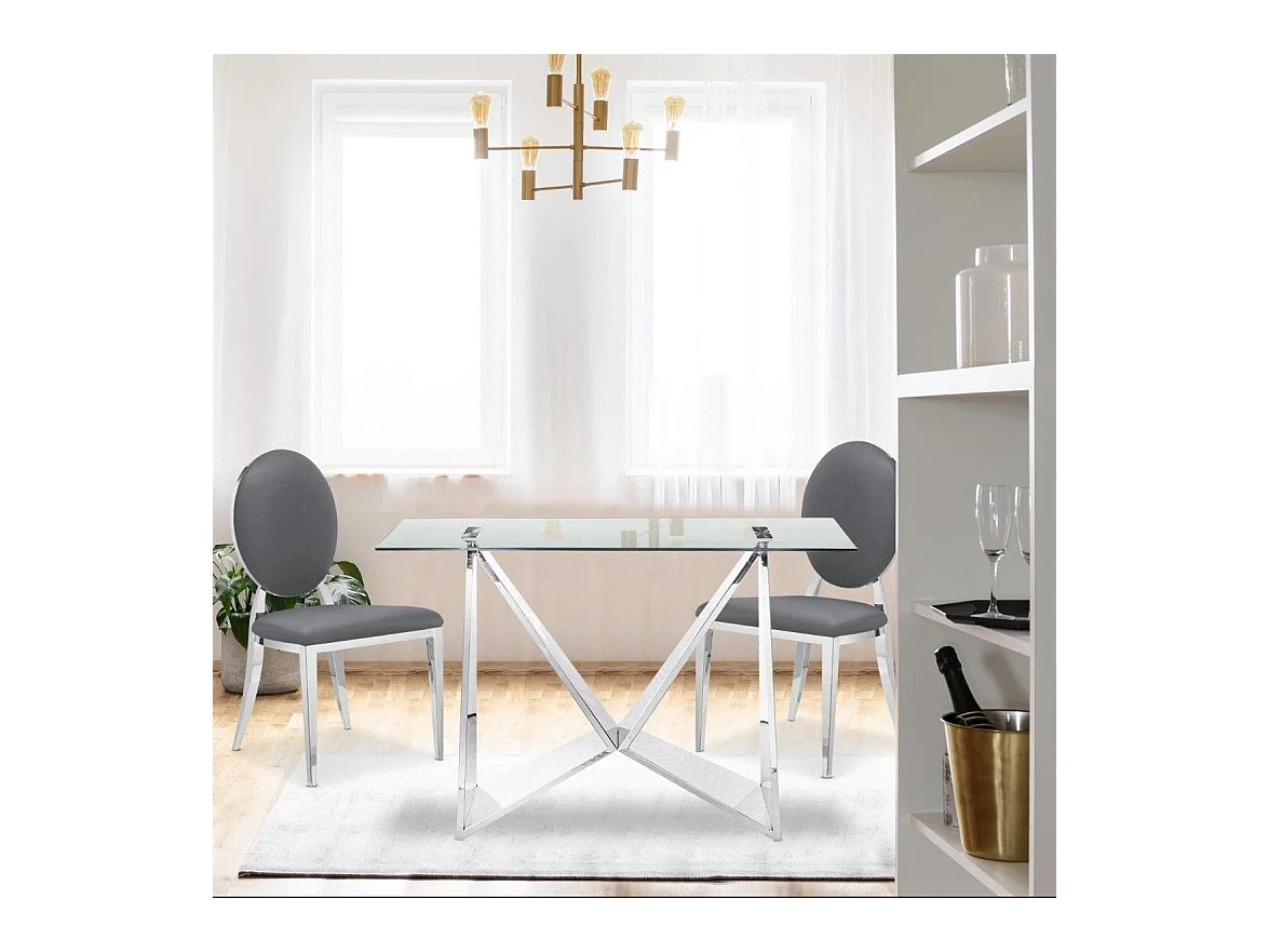 Lot de 2 Chaises Médaillon "Tatianna" 90cm Gris