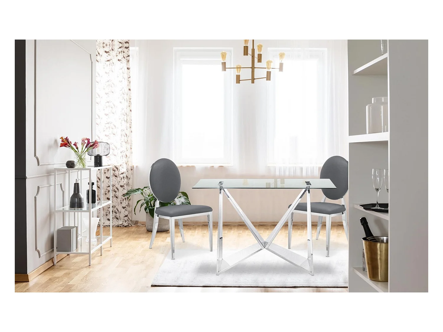 Lot de 2 Chaises Médaillon "Tatianna" 90cm Gris