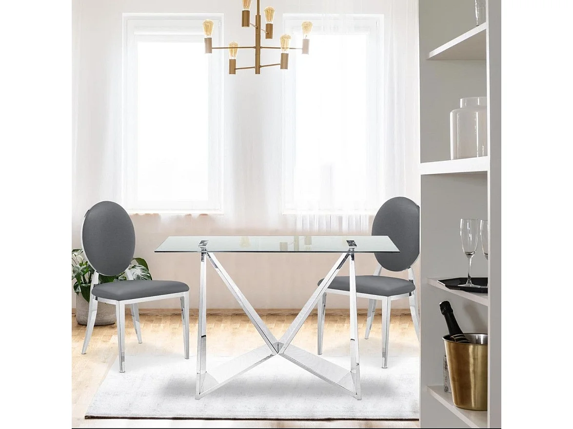 Lot de 2 Chaises Médaillon "Tatianna" 90cm Gris