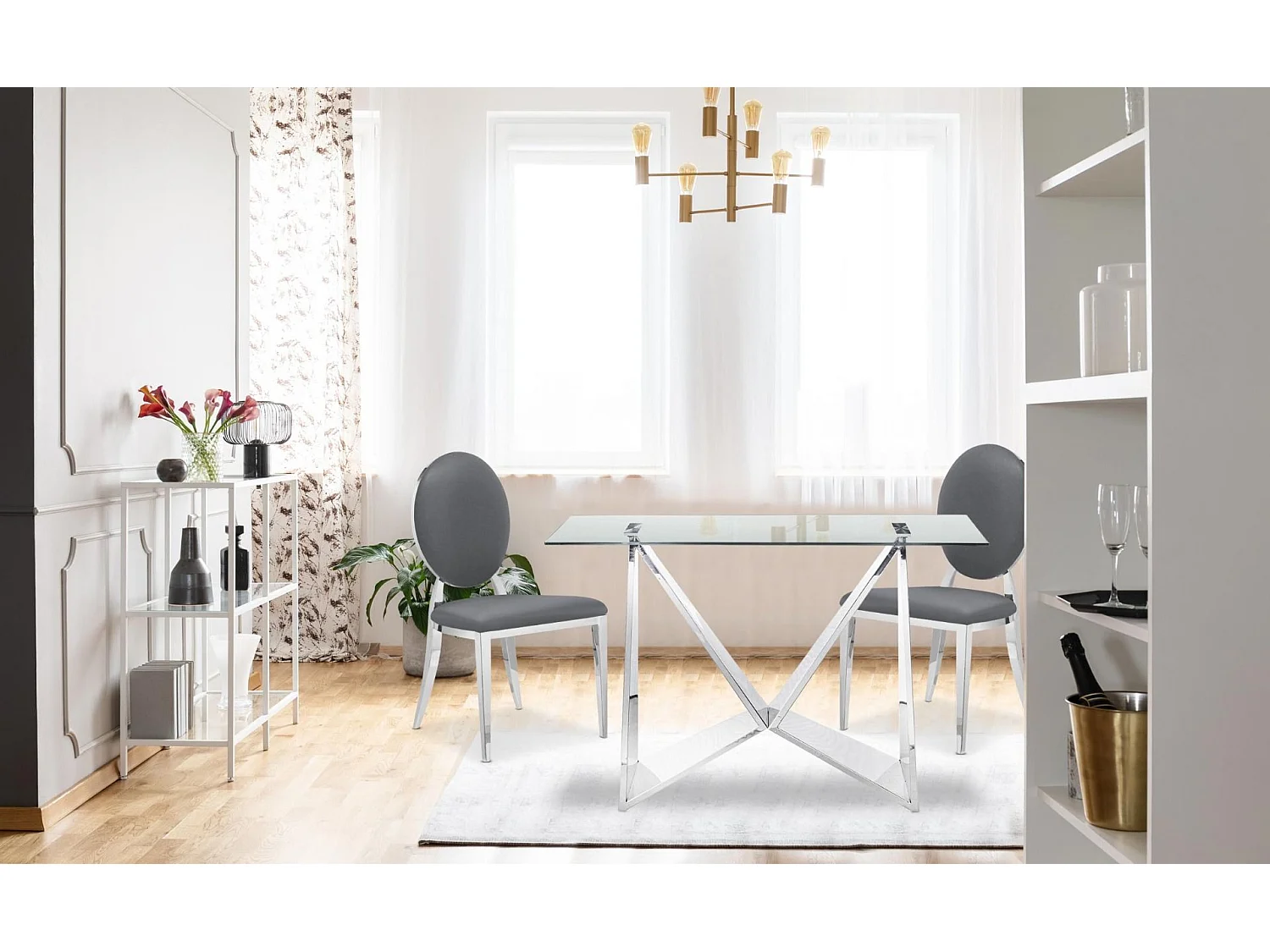 Lot de 2 Chaises Médaillon "Tatianna" 90cm Gris