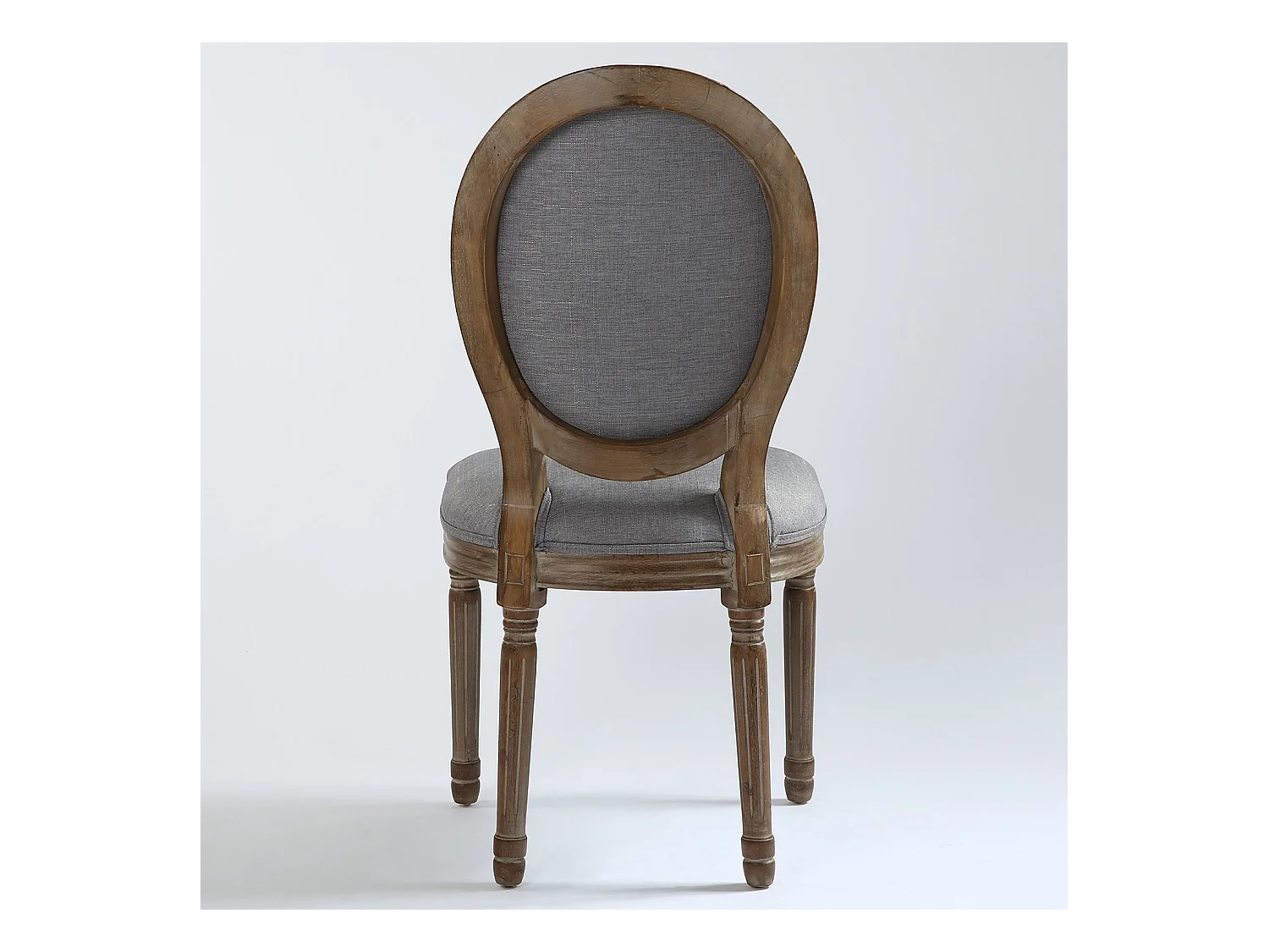 Set di 2 sedie a medaglione in stile Luigi XVI in tessuto grigio chiaro