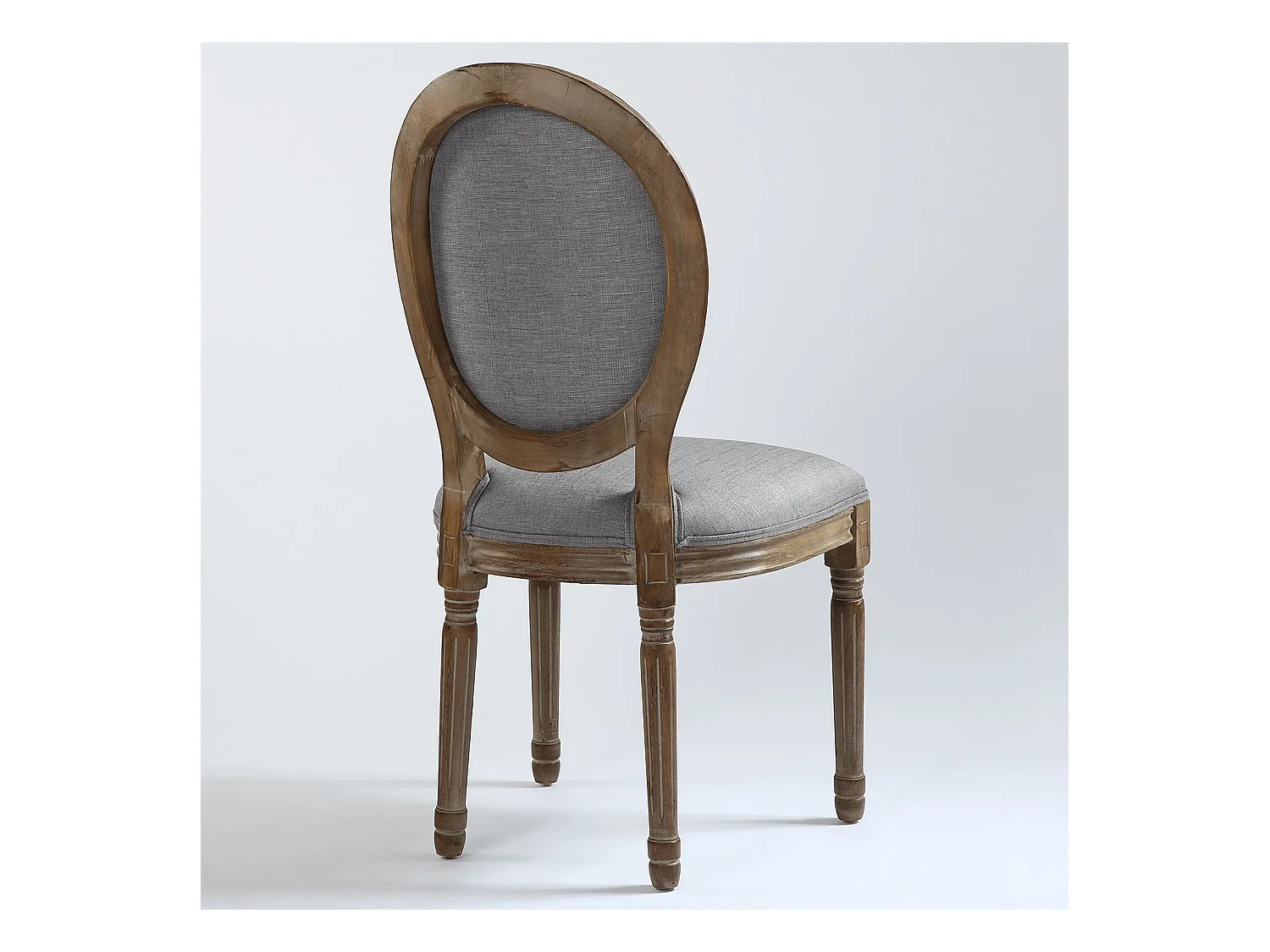 Set di 2 sedie a medaglione in stile Luigi XVI in tessuto grigio chiaro