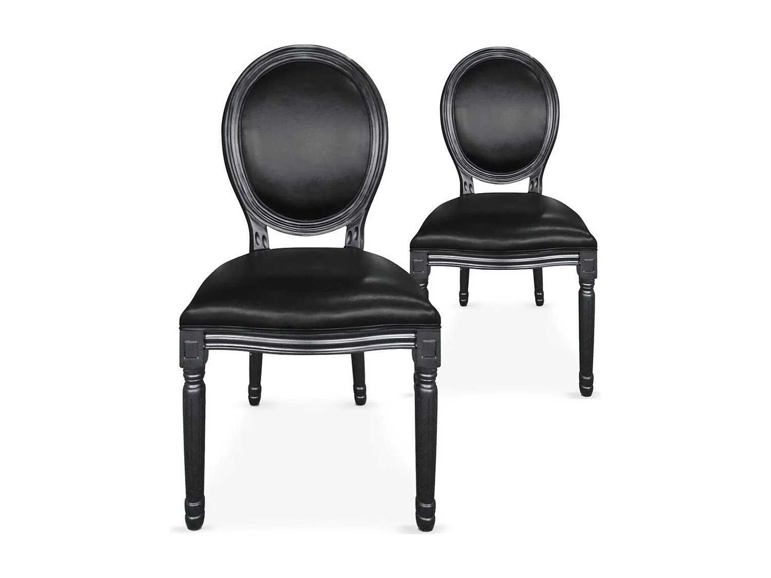 Lot de 2 Chaises Médaillon "Versailles" 96cm Noir