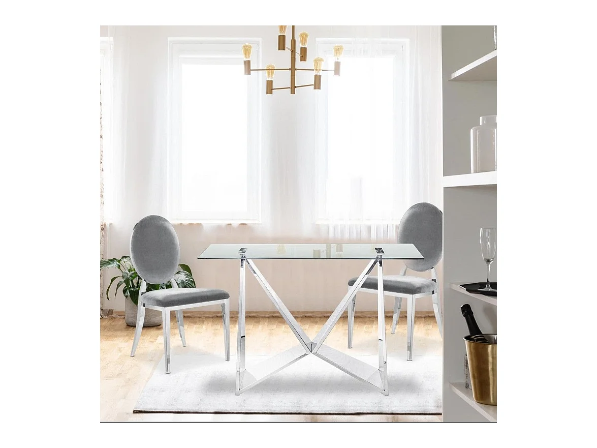 Set di 2 sedie medaglione Sofia in velluto argento