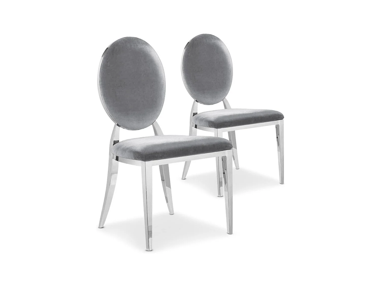 Lot de 2 Chaises Médaillon Velours "Tatianna" 90cm Argent