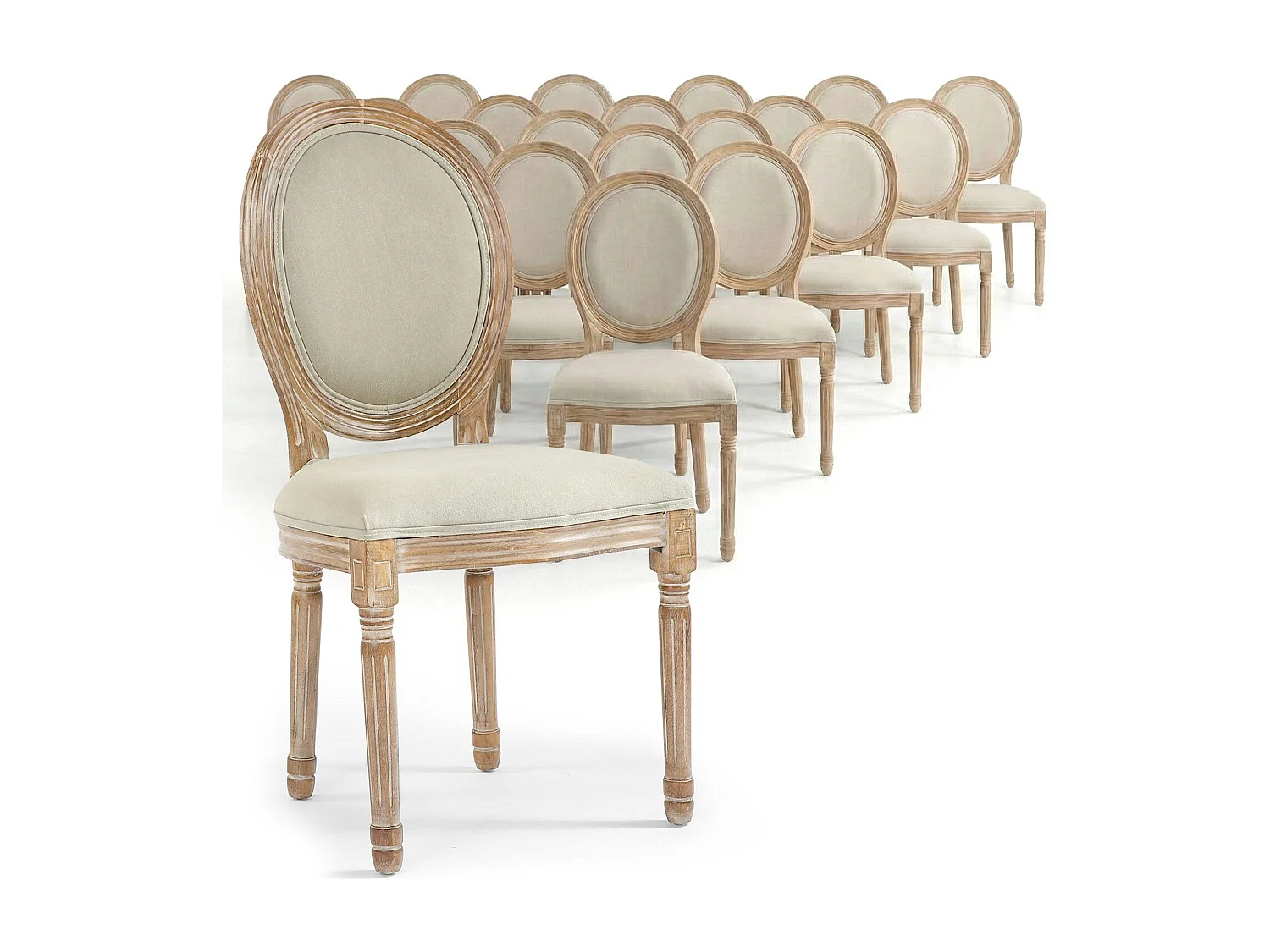 Lot de 20 Chaises Médaillon Tissu "Versailles" 96cm Beige