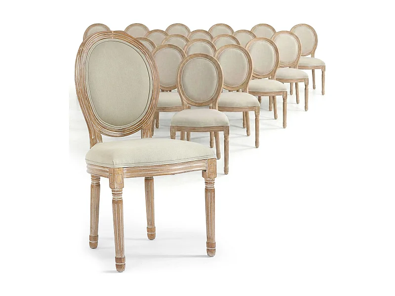 Lot de 20 Chaises Médaillon Tissu "Versailles" 96cm Beige