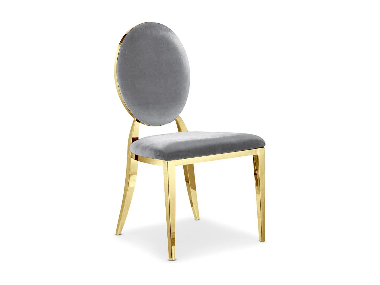 Lot de 2 chaises médaillon Sofia Velours Argent Pieds Or