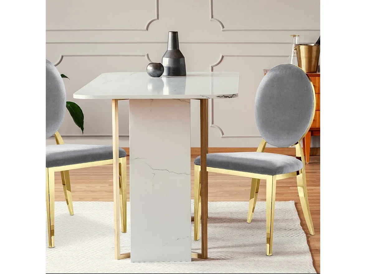 Lot de 2 Chaises Médaillon Velours "Tatianna" 90cm Argent & Or