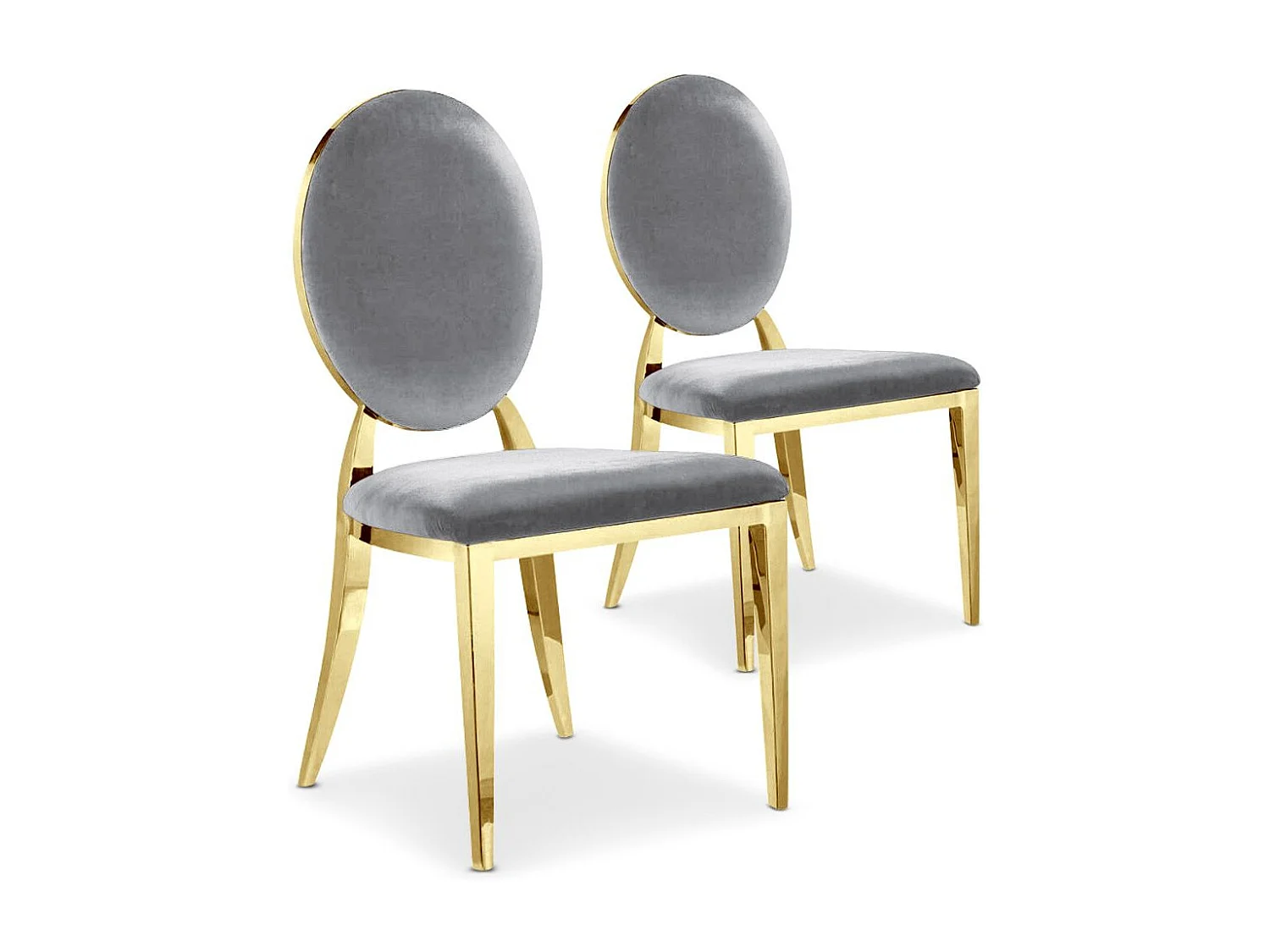 Lot de 2 Chaises Médaillon Velours "Tatianna" 90cm Argent & Or