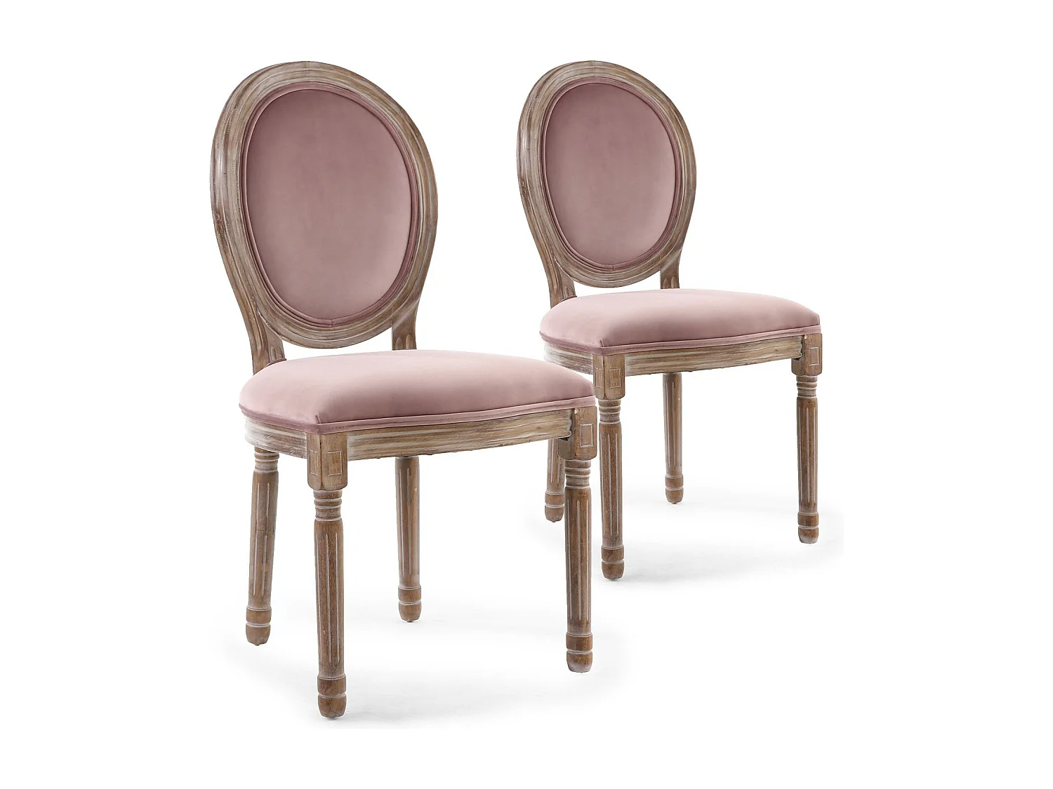 Lot de 2 Chaises Médaillon "Quing" Velours Rose