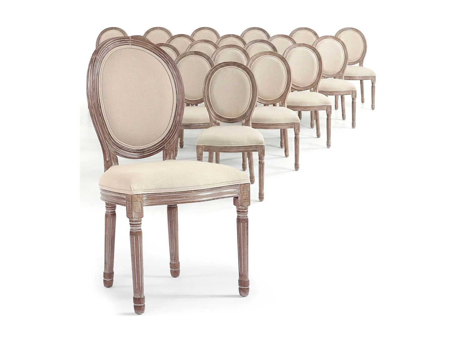 Lot de 20 Chaises Médaillon "Versailles" 96cm Beige