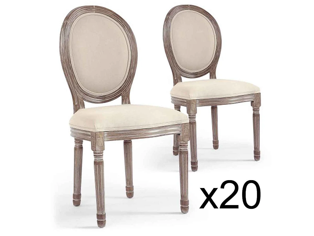 Lot de 20 Chaises Médaillon "Versailles" 96cm Beige
