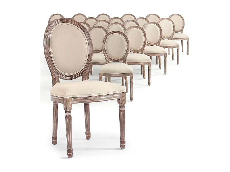 Lot de 20 Chaises Médaillon "Versailles" 96cm Beige