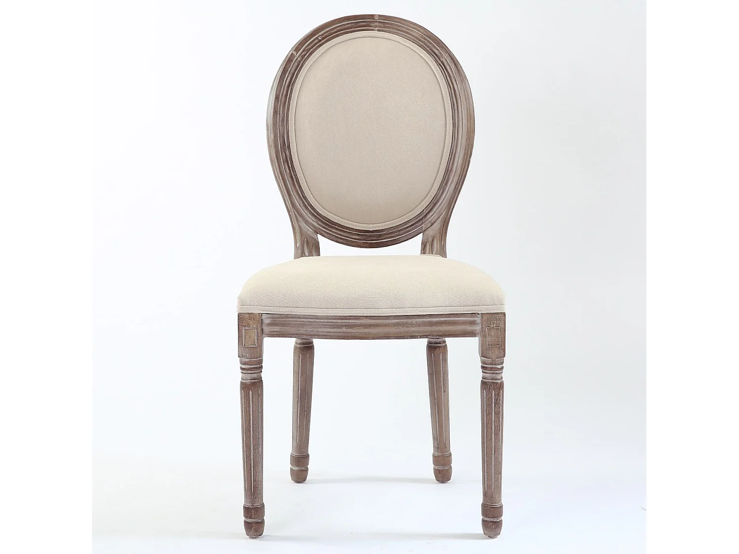 Lot de 2 Chaises Médaillon Tissu "Versailles" 96cm Beige