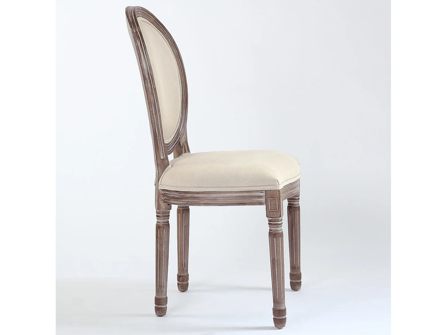 Lot de 2 Chaises Médaillon Tissu "Versailles" 96cm Beige
