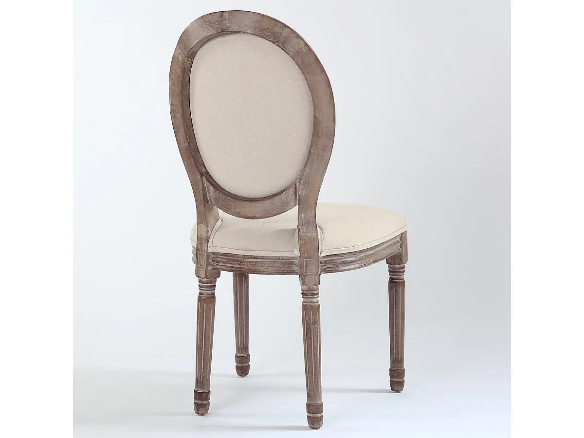 Lot de 2 Chaises Médaillon Tissu "Versailles" 96cm Beige