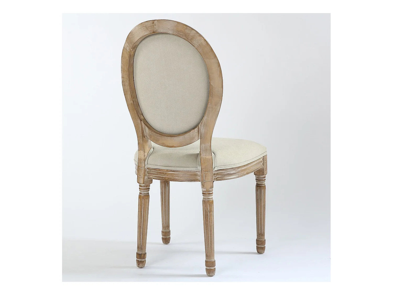 Lot de 2 Chaises Médaillon Tissu "Versailles" 96cm Beige & Naturel