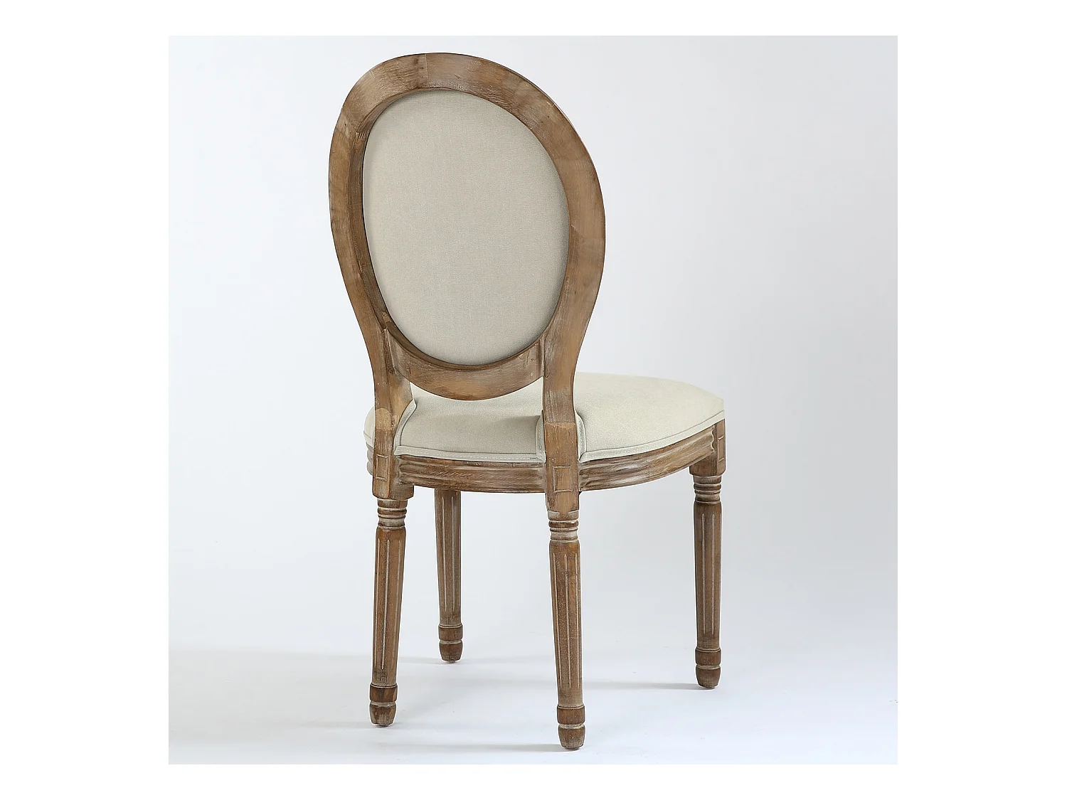 Lot de 2 Chaises Médaillon Tissu "Versailles" 96cm Beige & Naturel