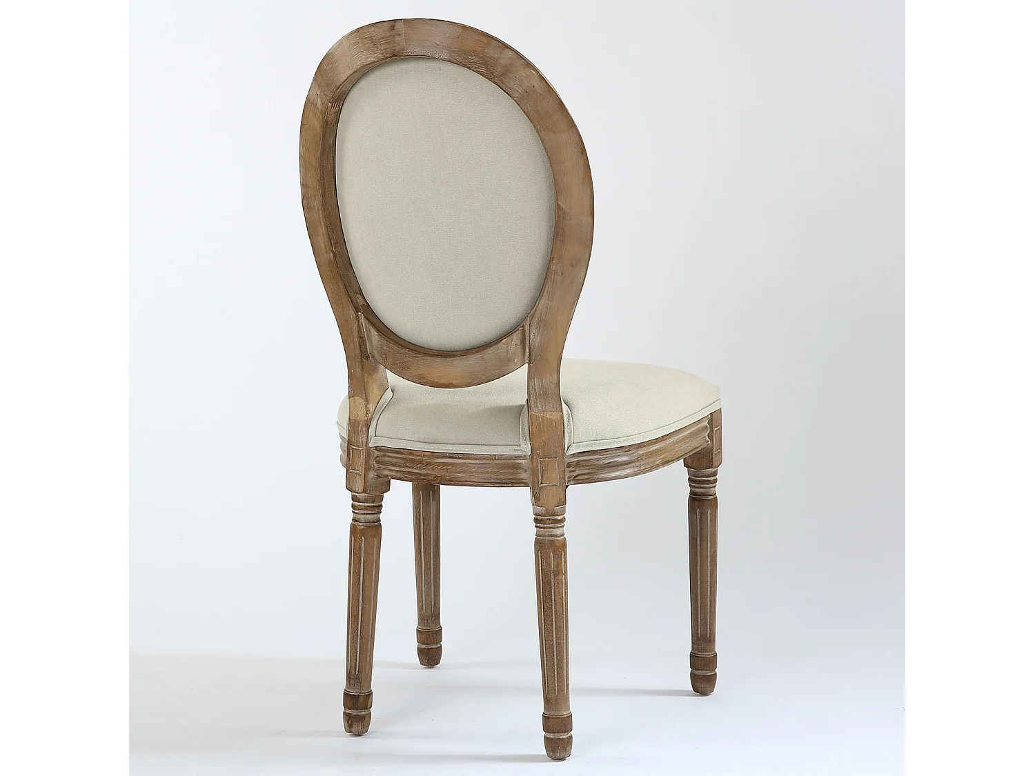 Lot de 2 Chaises Médaillon Tissu "Versailles" 96cm Beige & Naturel