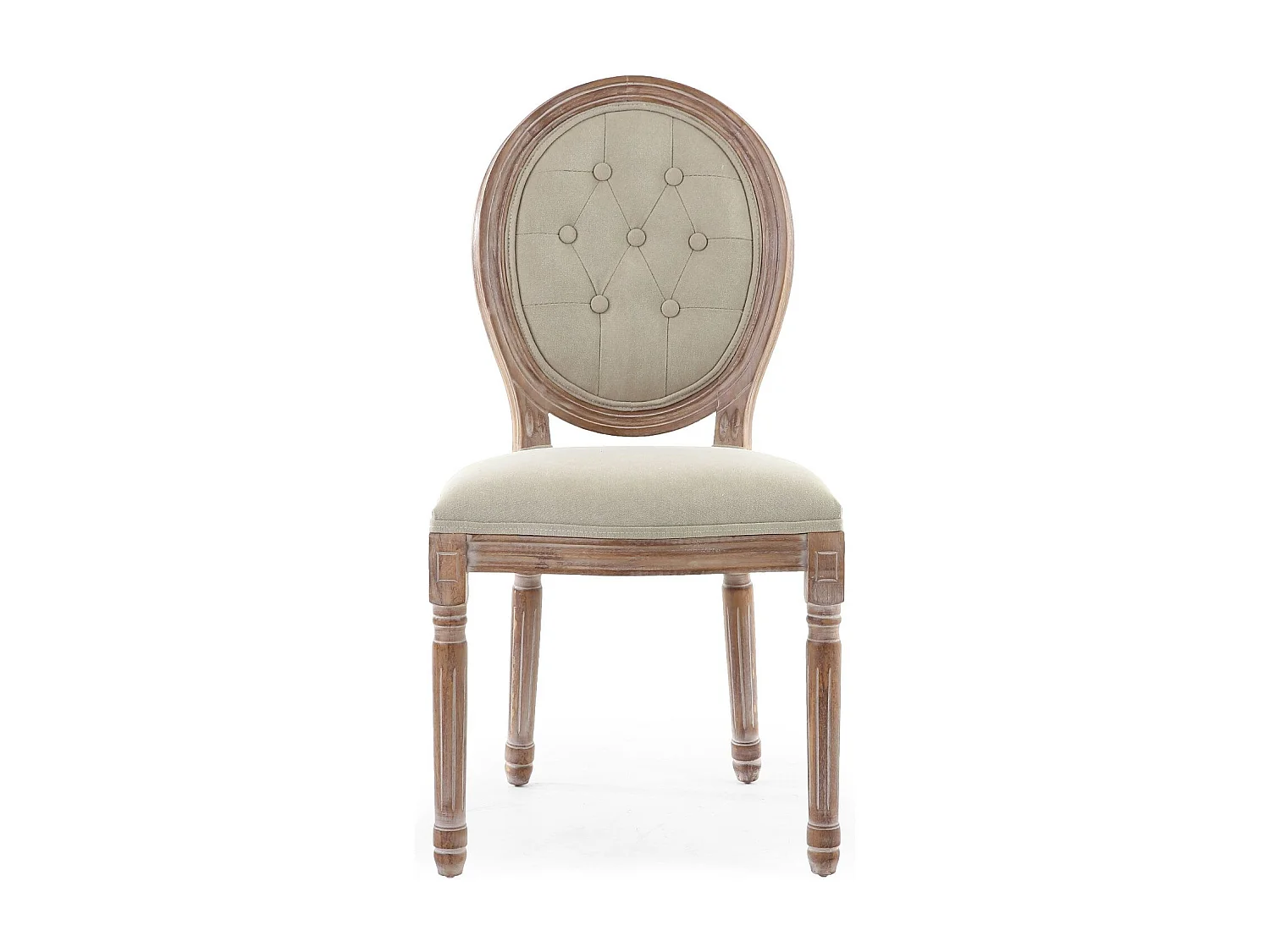 Lot de 2 Chaises Médaillon "Quing" Capitonné Tissu Beige