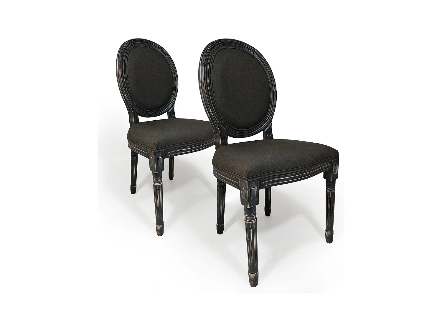 Set von 2 Medaillon Stühlen "Quing" Grauer Stoff Louis XVI Stil