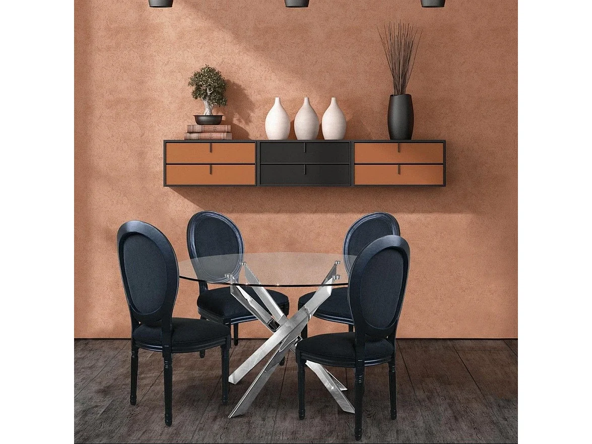 Lot de 20 Chaises Médaillon Velours "Versailles" 96cm Noir