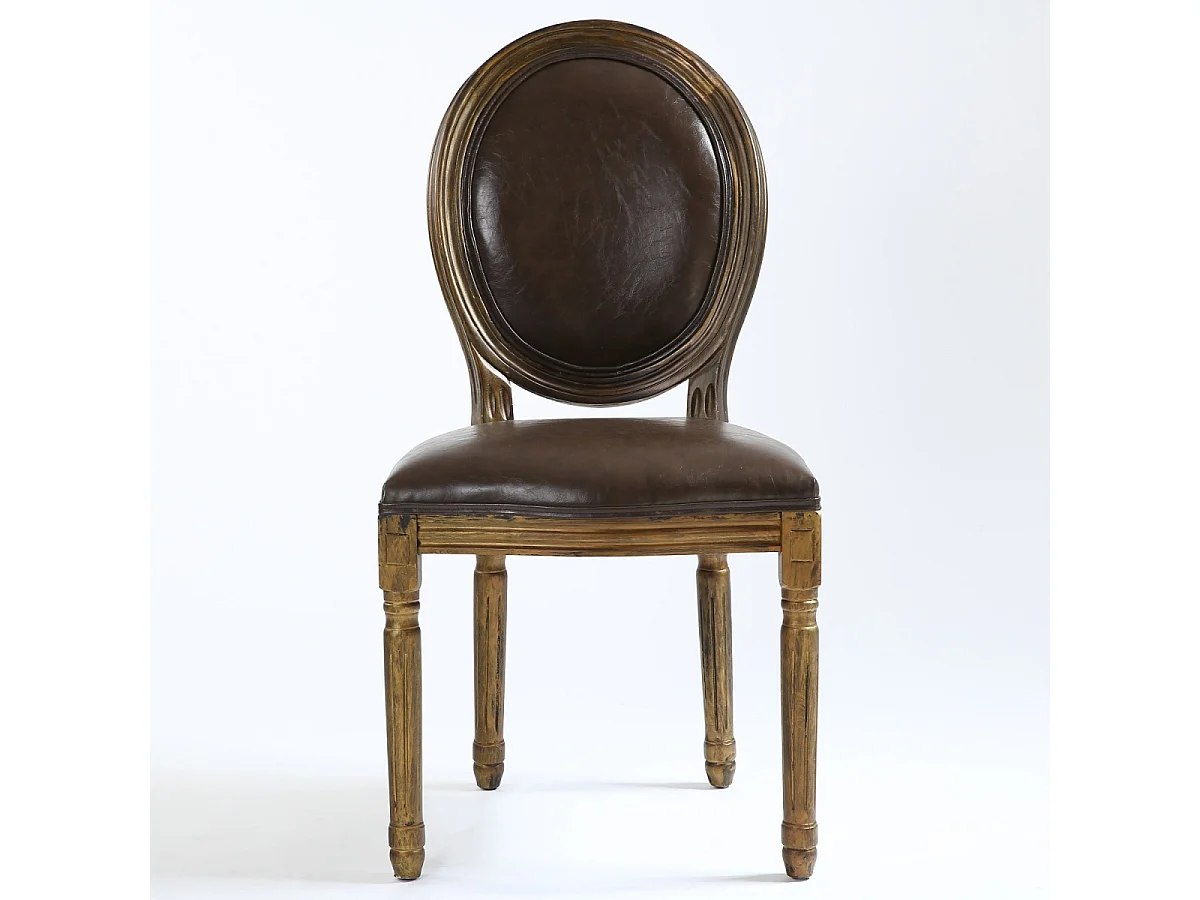 Lot de 2 Chaises Médaillon "Versailles" 96cm Marron & Or