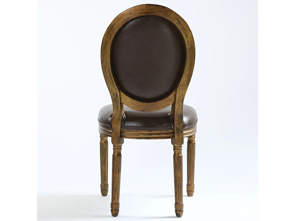 Lot de 2 Chaises Médaillon "Versailles" 96cm Marron & Or