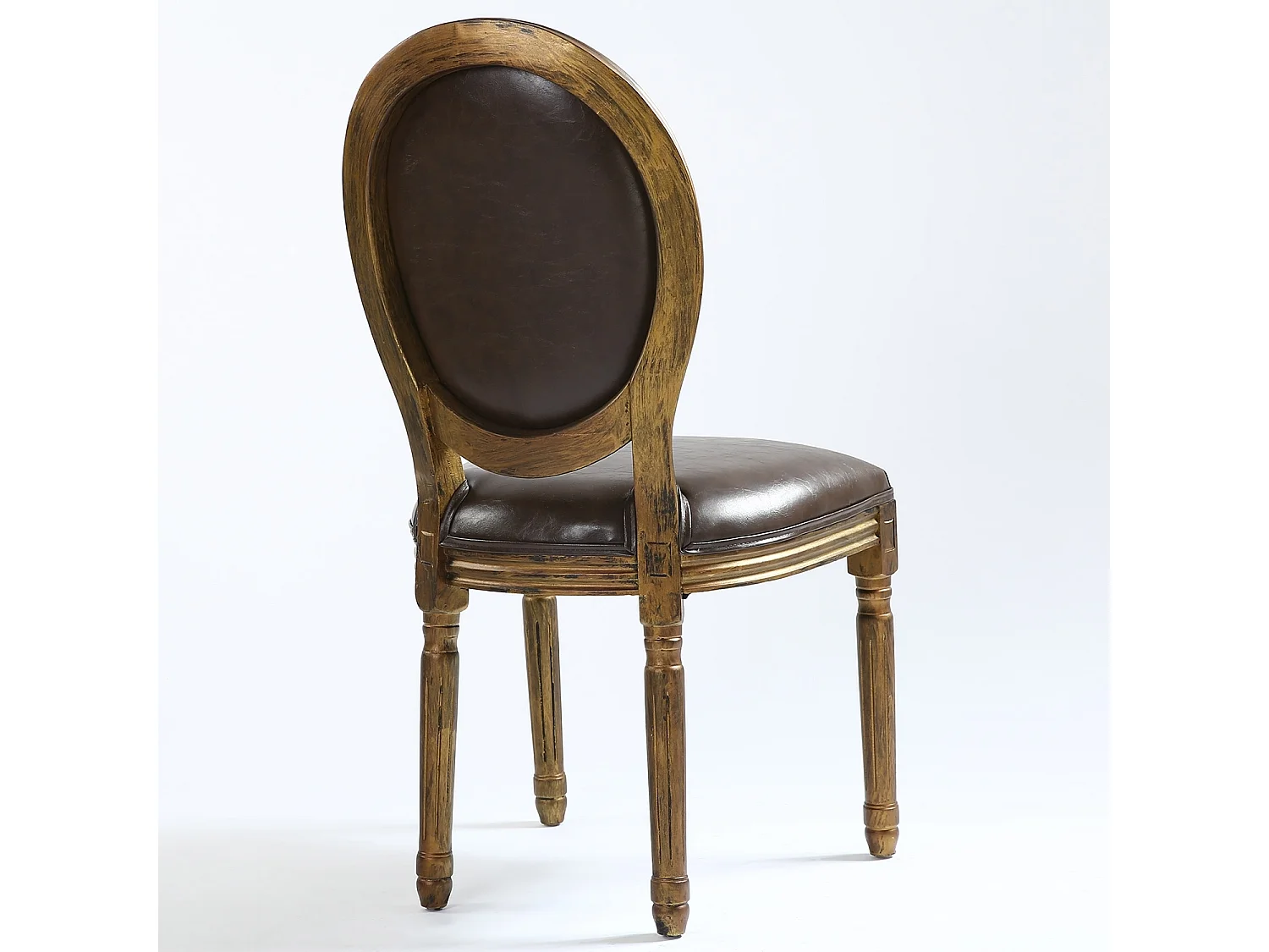 Lot de 2 Chaises Médaillon "Versailles" 96cm Marron & Or