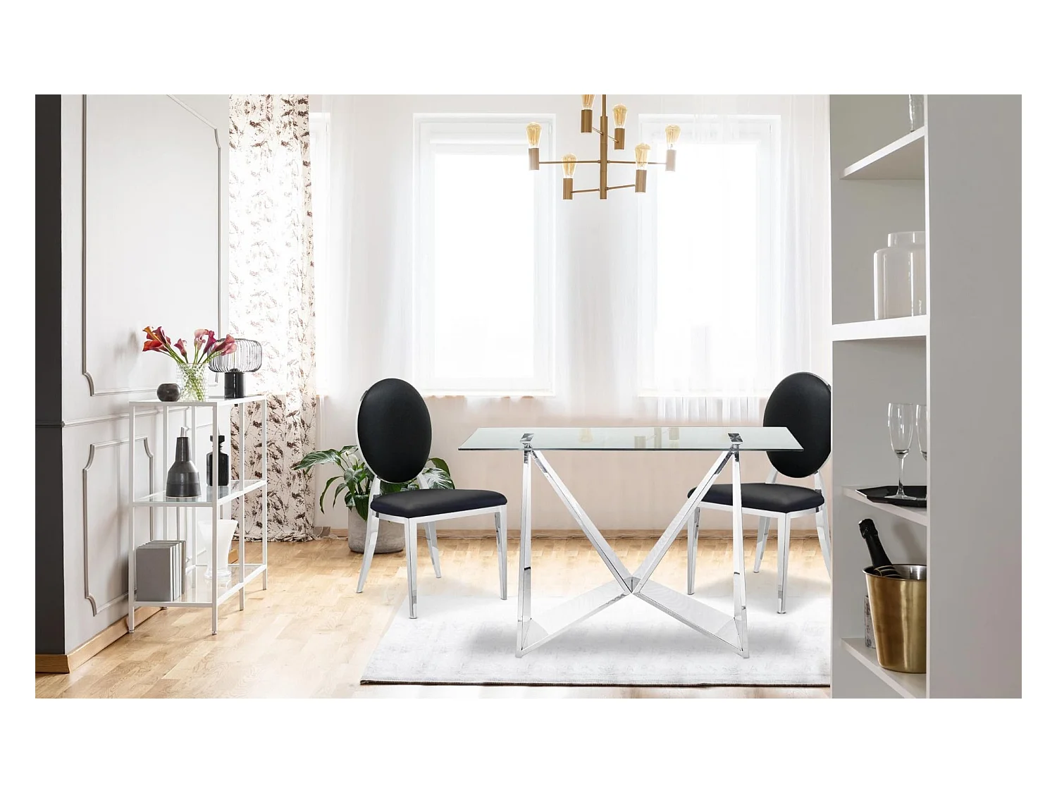 Lot de 2 chaises médaillon Sofia Simili Noir