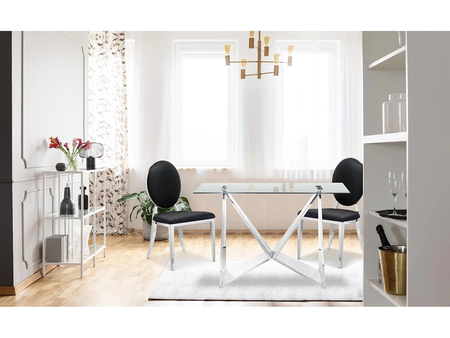 Set di 2 sedie a medaglione Sofia in similpelle nere