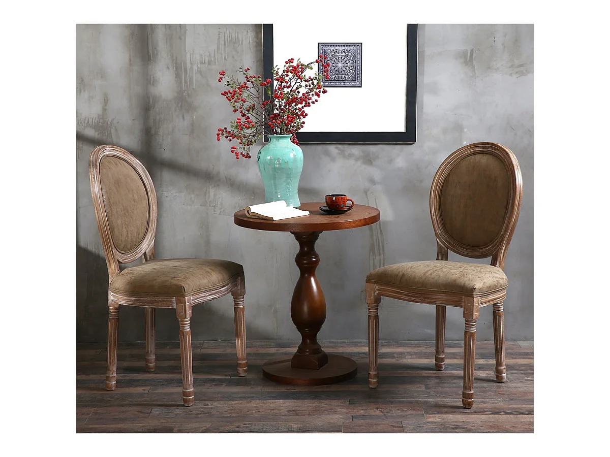 Lot de 2 Chaises Médaillon "Quing" 96cm Taupe