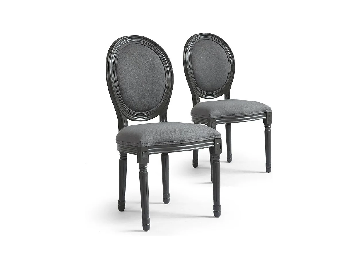 Lot de 2 Chaises Médaillon Design "Versailles" 96cm Gris