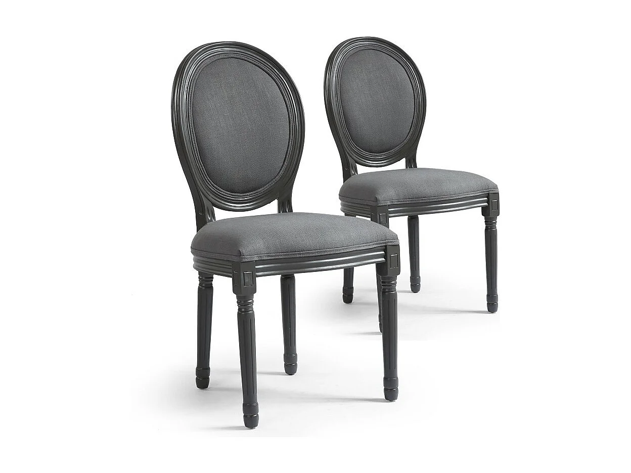 Lot de 2 Chaises Médaillon Design "Versailles" 96cm Gris
