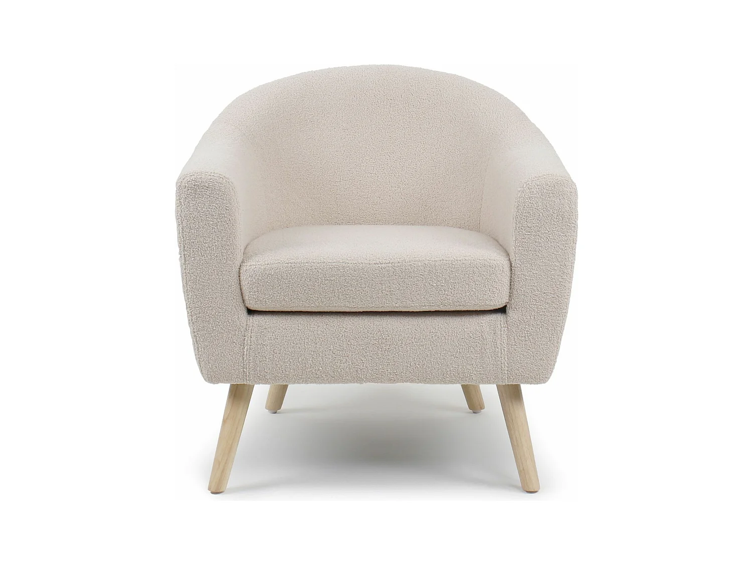 Fauteuil Scandinave en Bouclette Lainée "Delia" 79cm Crème