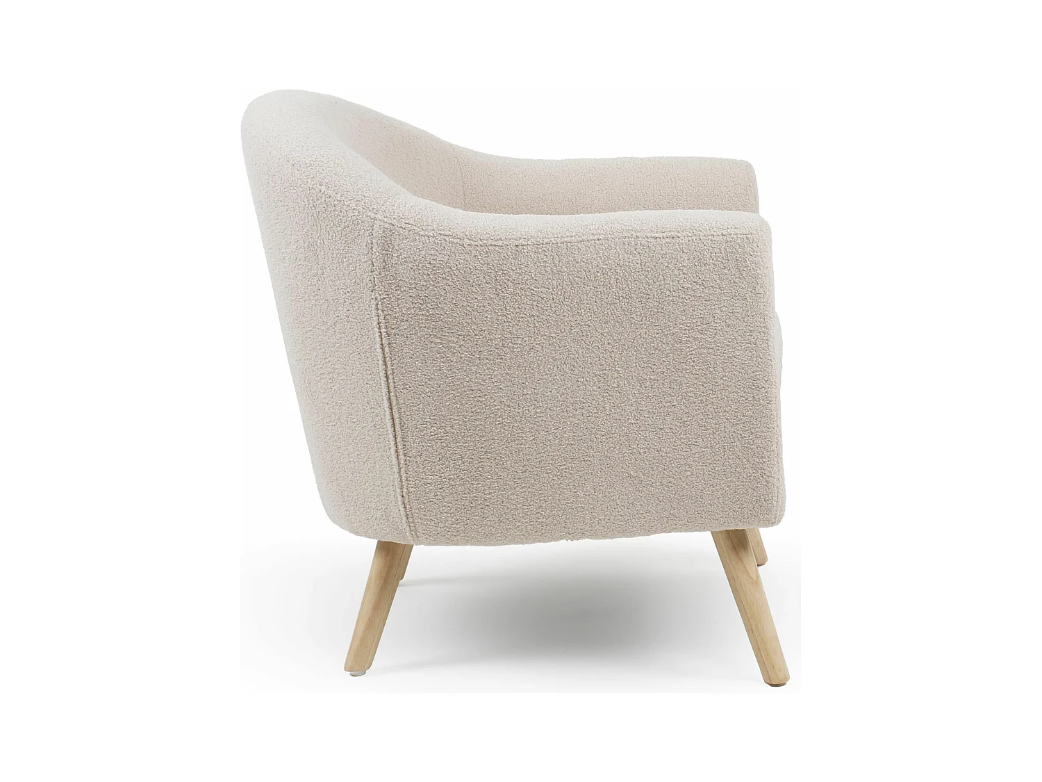 Fauteuil Scandinave en Bouclette Lainée "Delia" 79cm Crème