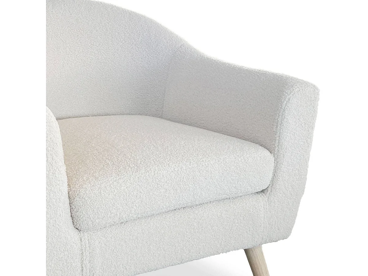 Fauteuil Scandinave en Bouclette Lainée "Delia" 79cm Crème