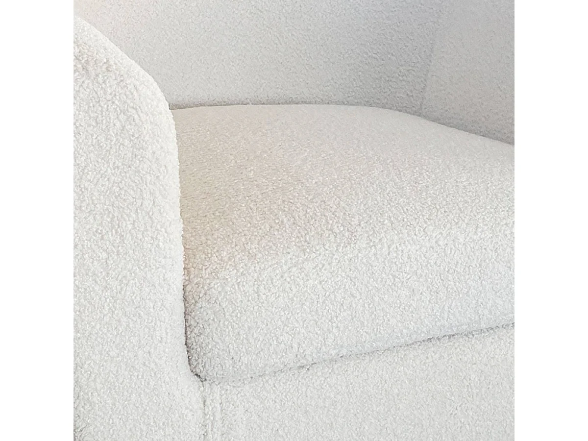 Fauteuil Scandinave en Bouclette Lainée "Delia" 79cm Crème