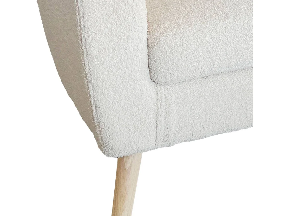 Fauteuil Scandinave en Bouclette Lainée "Delia" 79cm Crème