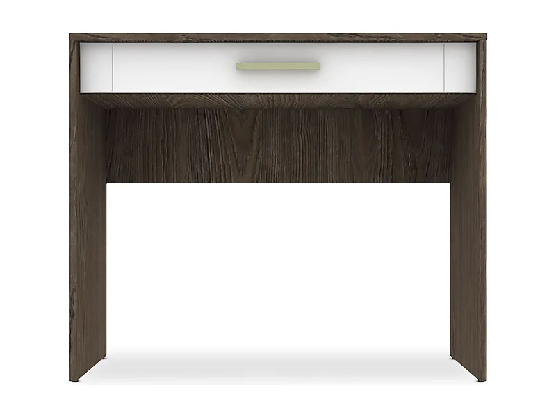 Console 1 tiroir Tenessil Chêne foncé et Blanc