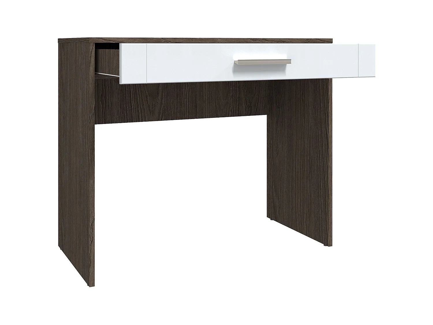 Console 1 tiroir Tenessil Chêne foncé et Blanc