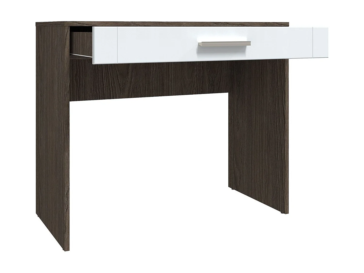 Console 1 tiroir Tenessil Chêne foncé et Blanc